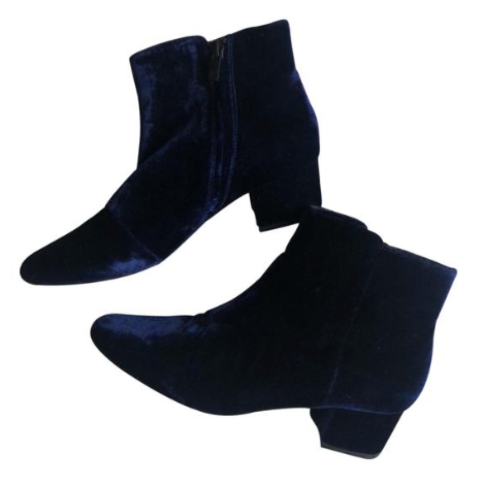 Joie Navy Blue Velvet Booties